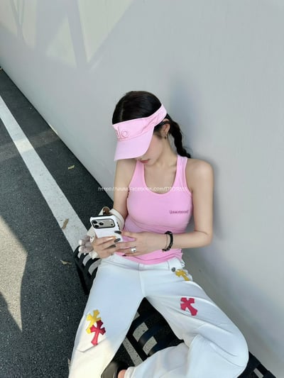 克羅心鈕扣十字印花背心9