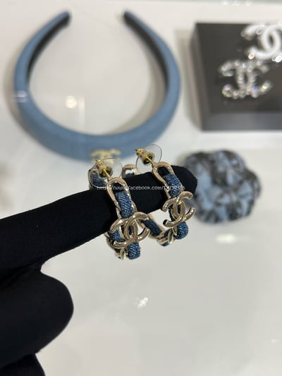 小香丹寧牛仔穿鏈耳環1