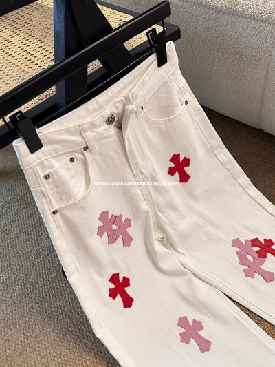 克羅心粉皮十字架白牛仔褲11