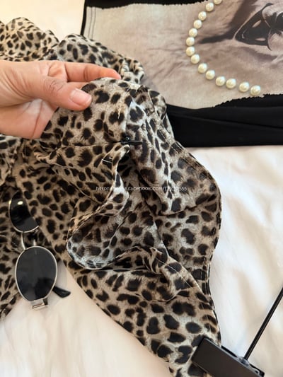 復古豹紋雪紡裙7