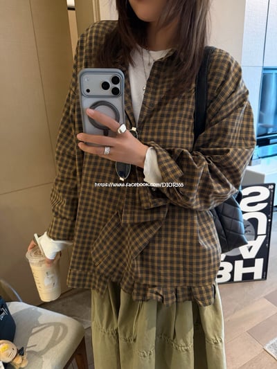  格子花邊襯衫2