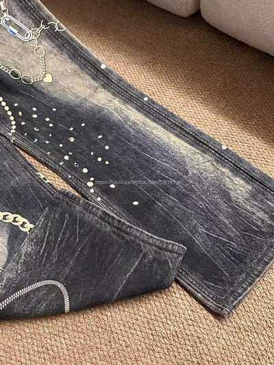 AC黑金鍊條牛仔褲9