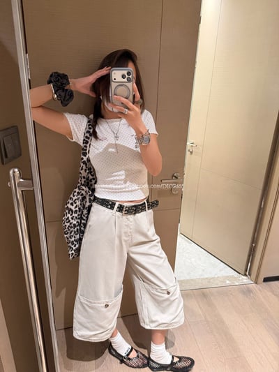 闊腿工裝七分褲2