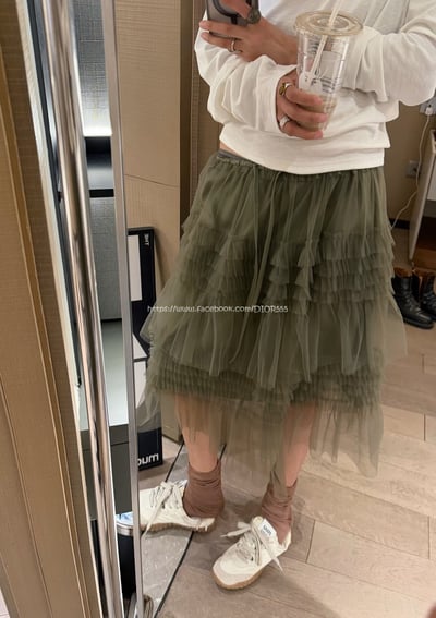 荷葉邊網紗短裙2