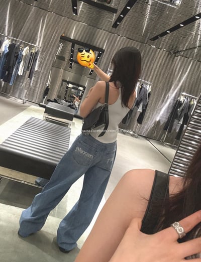 AW高腰褶皺牛仔彎刀褲7