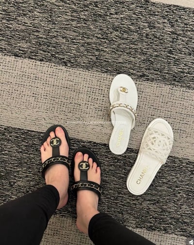 小香夾腳扣鏈條人字拖鞋4