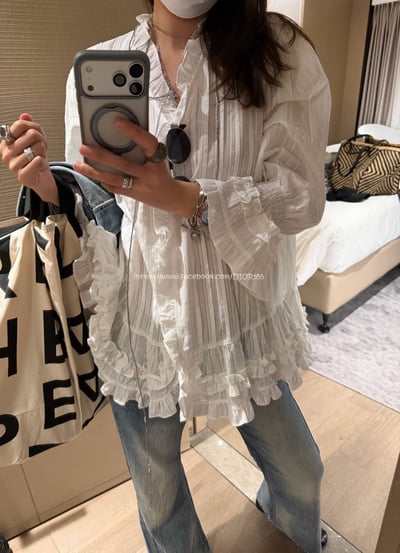 V領荷葉邊襯衫6