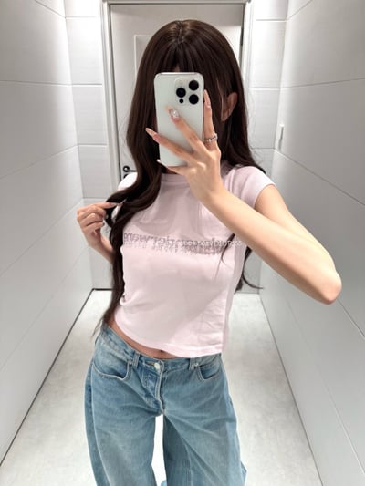 AW粉色鑽鑽短T2