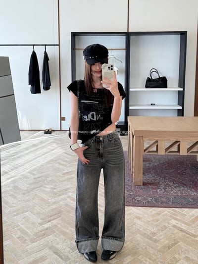 AW釘鑽卷邊牛仔褲6