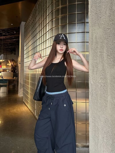 腰部拼接休閒長褲3