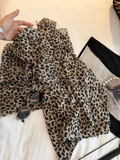 復古豹紋雪紡裙8