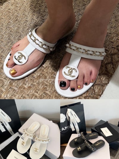 小香夾腳扣鏈條人字拖鞋2