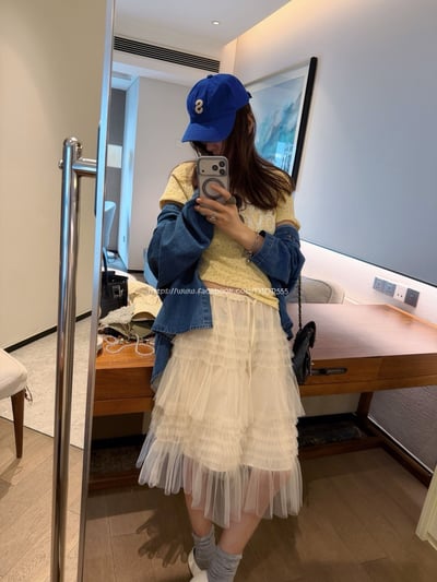 荷葉邊網紗短裙3