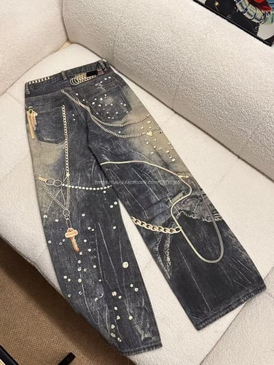 AC黑金鍊條牛仔褲11