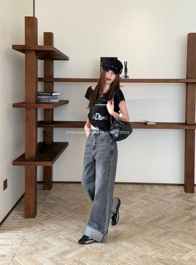 AW釘鑽卷邊牛仔褲5