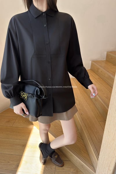 Loewe素色皮牌襯衫1