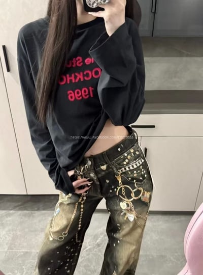 AC黑金鍊條牛仔褲3