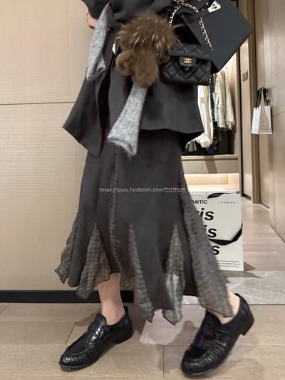 不規則拼接雪紡裙2