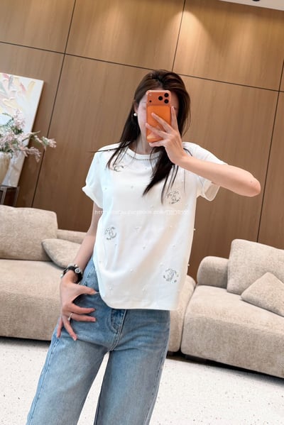 小香燙鑽雙C滿印珍珠上衣 2