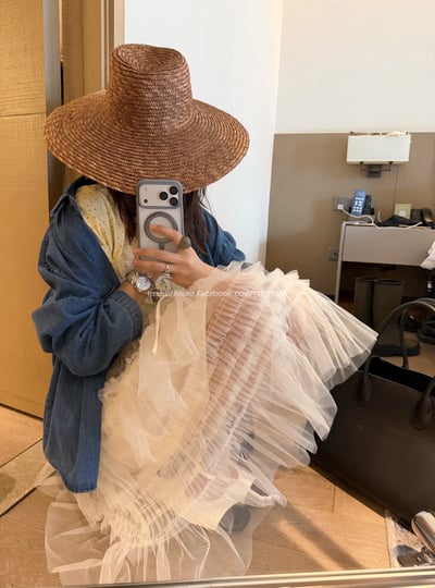 荷葉邊網紗短裙5