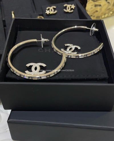 小香圓環鏤空水鑽雙C耳圈 耳環3