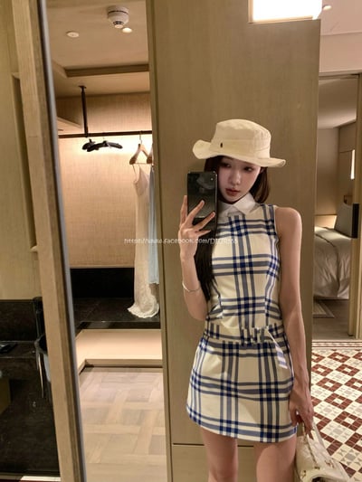 BBR藍格襯衫裙1