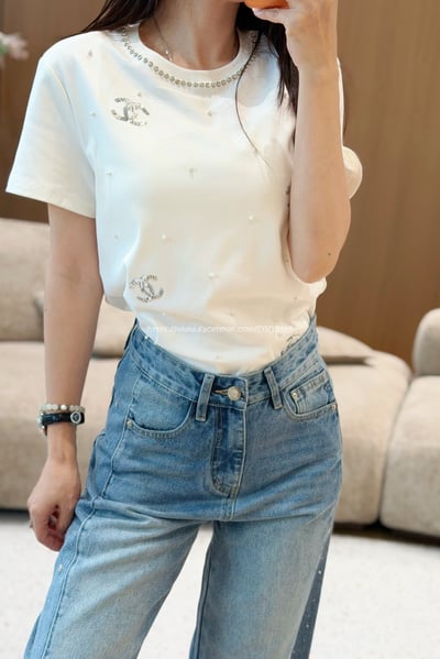 小香燙鑽雙C滿印珍珠上衣 9