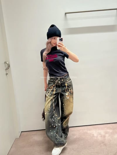 AC黑金鍊條牛仔褲1