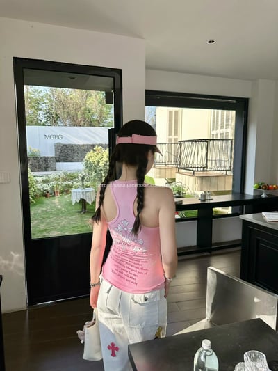 克羅心鈕扣十字印花背心10