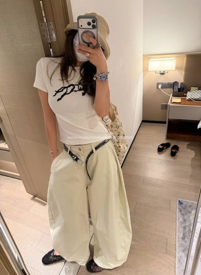 高腰闊腿彎刀褲2