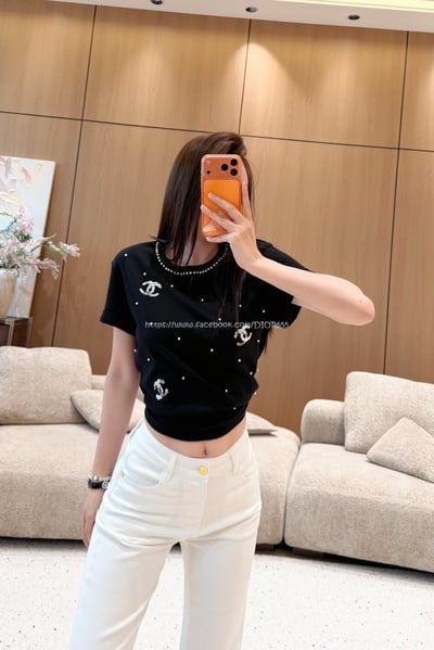 小香燙鑽雙C滿印珍珠上衣 3