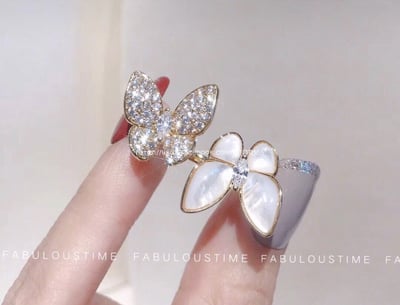 VCA蝴蝶白貝指間戒 9