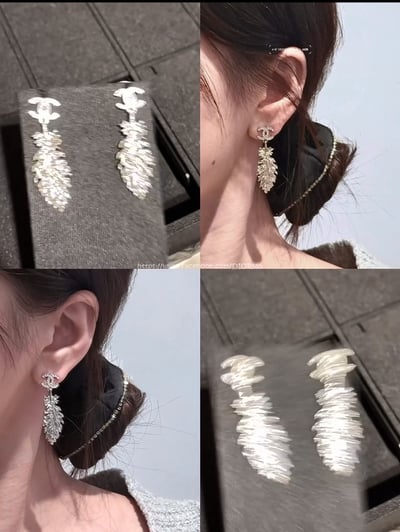 小香麥穗羽毛長款耳環5