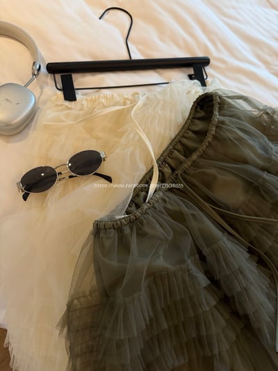 荷葉邊網紗短裙11