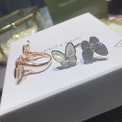 VCA蝴蝶白貝指間戒 7