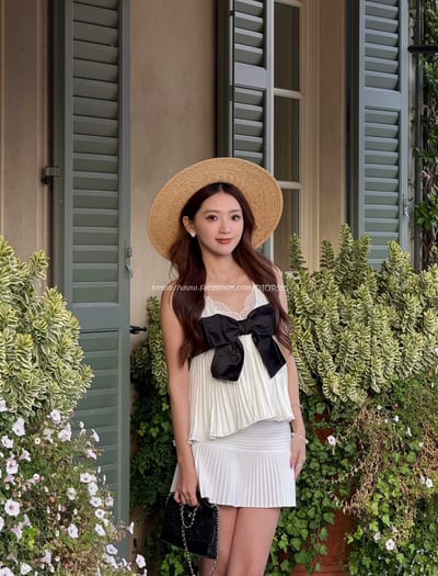 蝴蝶結真絲背心1