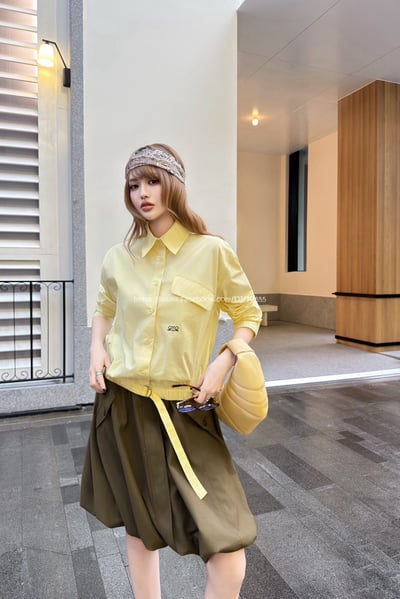 Loewe檸檬黃抽繩襯衫4