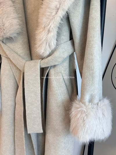 毛領連帽毛呢長板大衣5