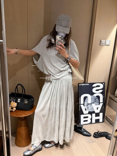 天絲亞麻長裙套裝(上衣+長裙)5