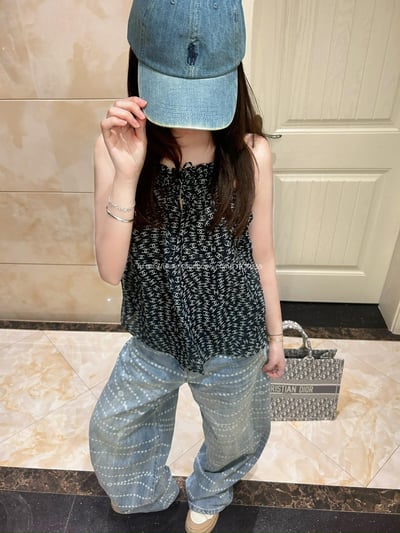 小香度假風滿印背心7