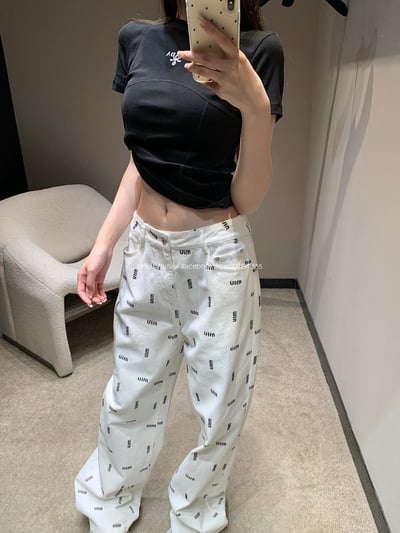 miumiu 直筒印花牛仔褲3