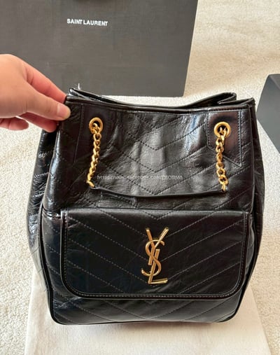 YSL Niki黑金油蠟皮鏈條包6