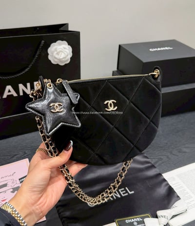 小香麂皮絲絨五角星半月包11