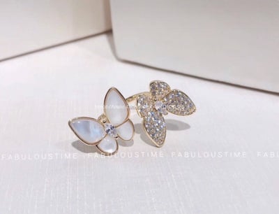 VCA蝴蝶白貝指間戒 6