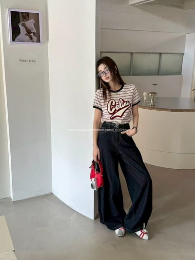 Celine竹節棉麻條紋T2