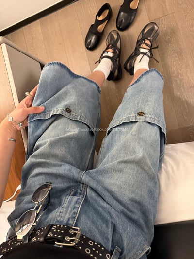 闊腿工裝七分褲5