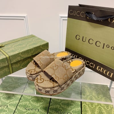 Gucci 刺繡厚底拖鞋4