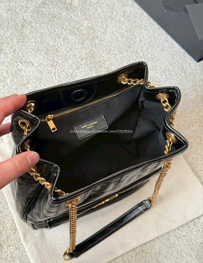 YSL Niki黑金油蠟皮鏈條包11