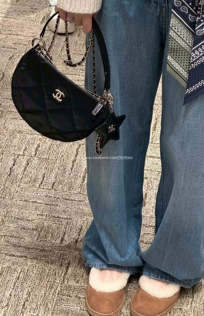 小香麂皮絲絨五角星半月包5