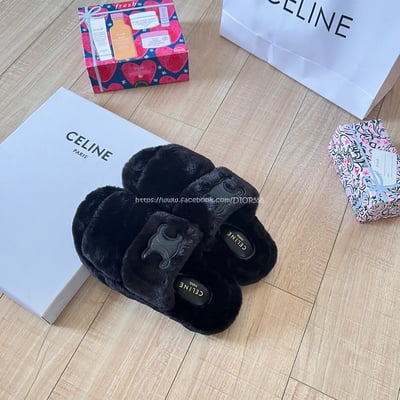 CELINE 羊羔毛拖鞋7
